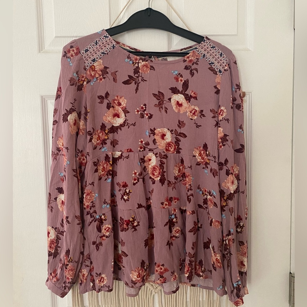 Floral blush boho shirt. Perfect for the fall